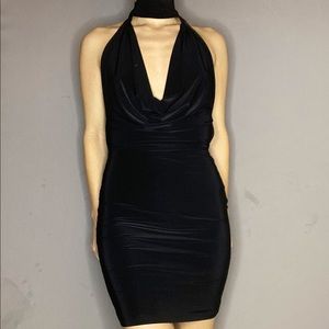 Black slinky light weight spandex dress - SMALL